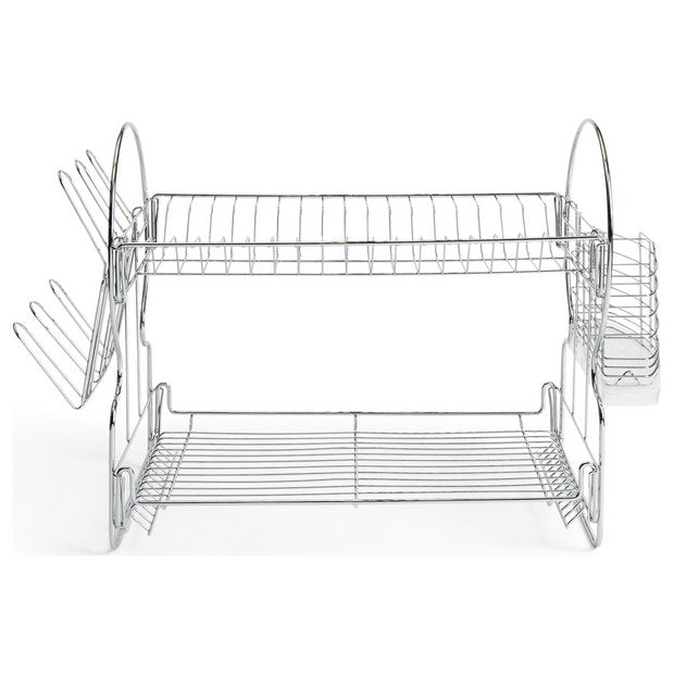 Argos Home 2-tier wire dish drainer silver (British brand)