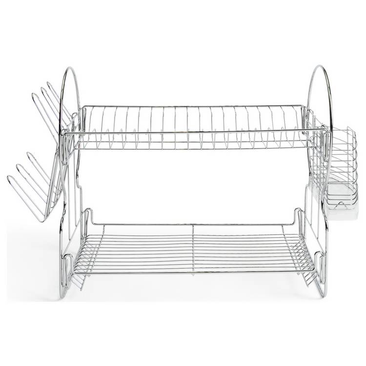 Argos Home 2-tier wire dish drainer silver (British brand)