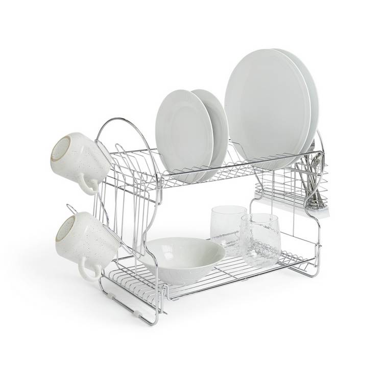 Argos Home 2-tier wire dish drainer silver (British brand)