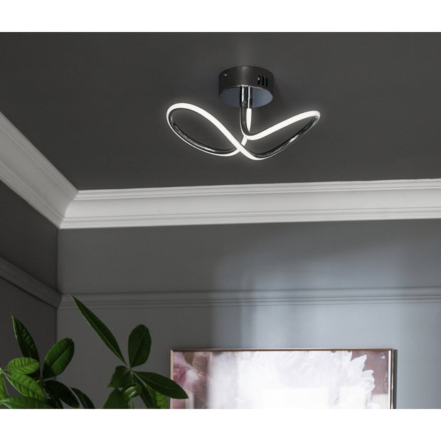 Argos Home Bow flush ceiling light chrome 17.5x32cm, UK version