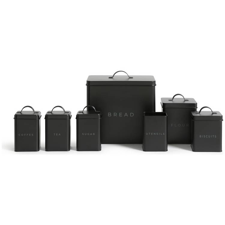 Habitat carbon steel storage set black 7 piece - British product