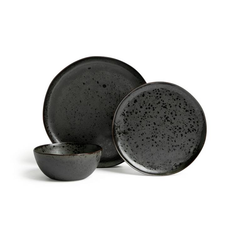Habitat Preto dinner set 12-piece black - British product