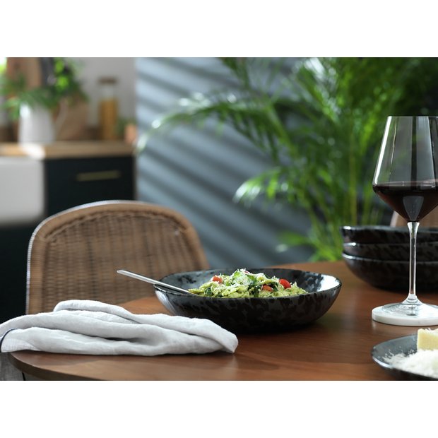 Habitat Preto black stoneware pasta bowls 4-piece - British product