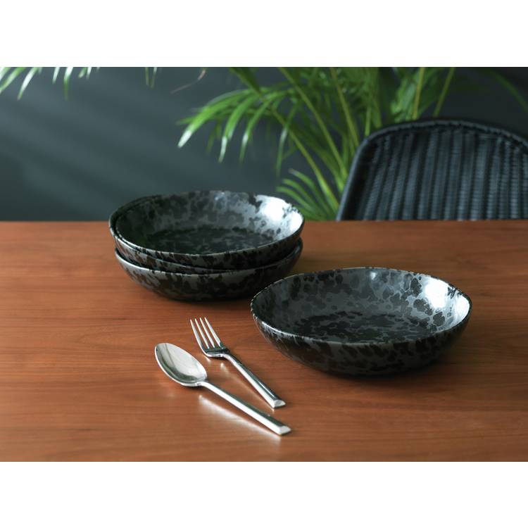 Habitat Preto black stoneware pasta bowls 4-piece - British product