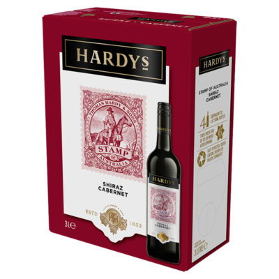 Hardys Stamp Shiraz Cabernet Sauvignon Boxed Red Wine 3L, UK version