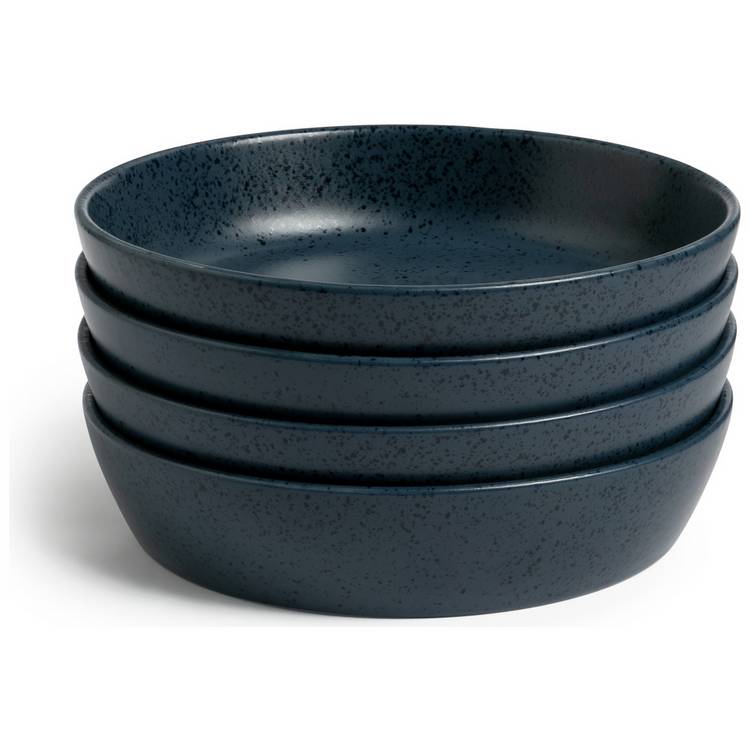 Habitat blue matte stoneware pasta bowls set of 4 - (British brand)