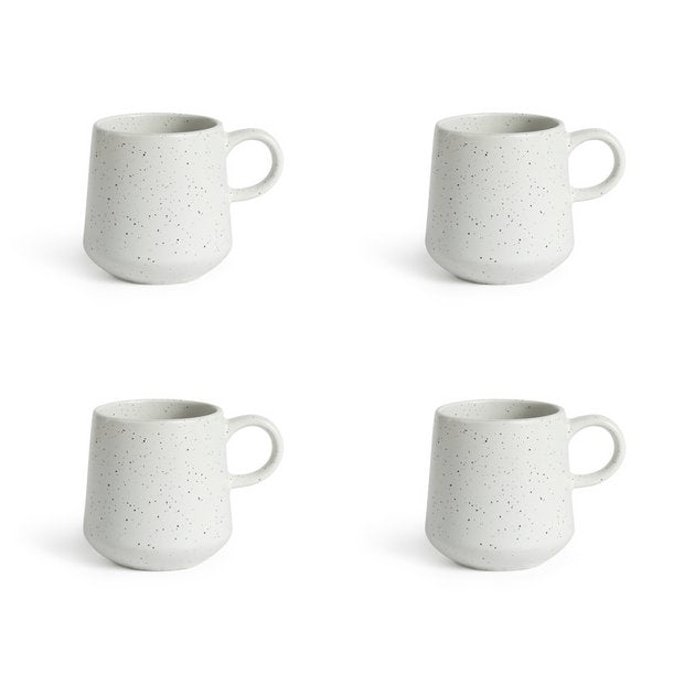 Habitat Addison set of 4 speckled stoneware mugs white (British brand)