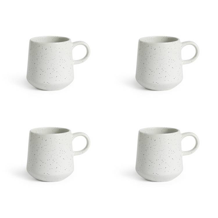 Habitat Addison set of 4 speckled stoneware mugs white (British brand)