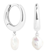 Harrods Astrid & Miyu Sterling Silver and Pearl Huggie Earrings 1.5cm- Buy online at McGrocer