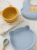 JoJo Maman Bébé blue silicone mealtime bear set, UK version