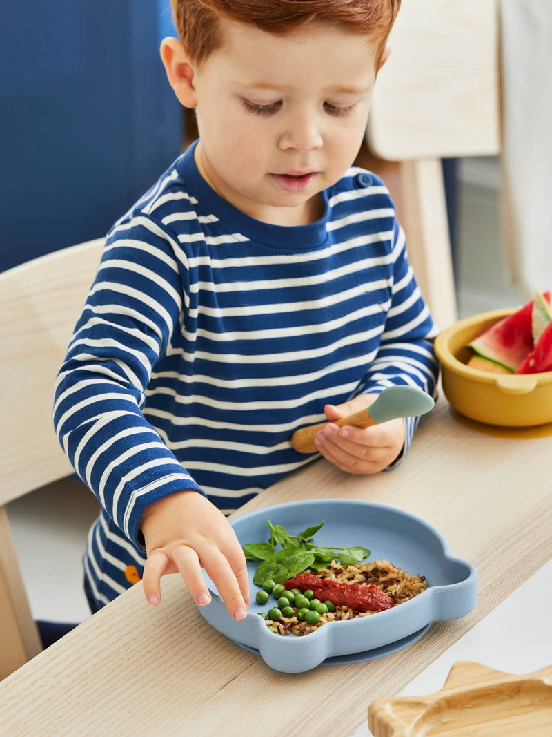 JoJo Maman Bébé blue silicone mealtime bear set, UK version