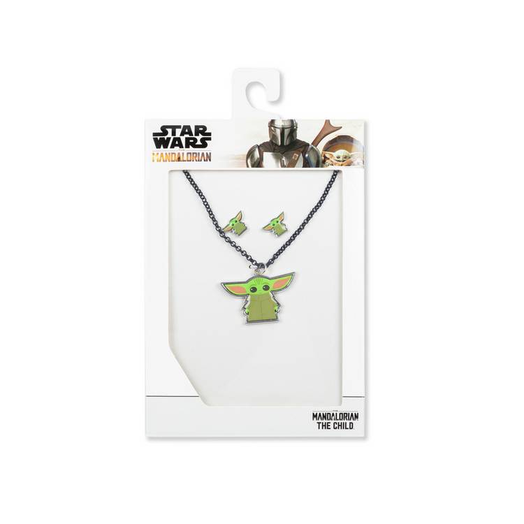 Disney Star Wars Baby Yoda pendant and studs set, UK version