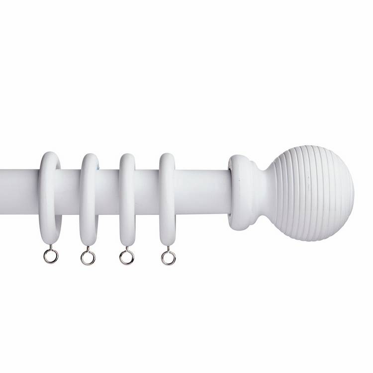 Argos Home white wooden fixed curtain pole 300cm - British product