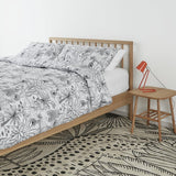 Habitat jungle cotton pillowcase pair white black (British brand)