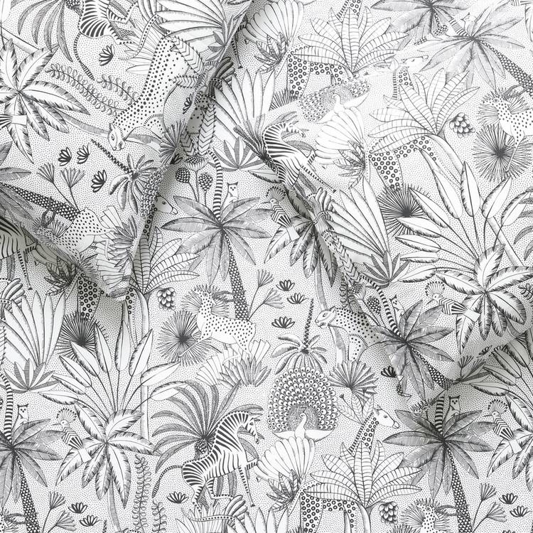 Habitat jungle cotton pillowcase pair white black (British brand)