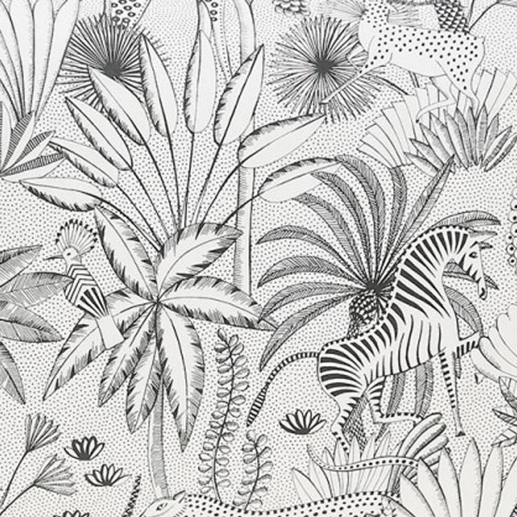 Habitat jungle cotton pillowcase pair white black (British brand)