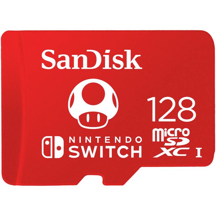 SanDisk 128GB microSD card for Nintendo Switch, imported from the UK