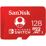 SanDisk 128GB microSD card for Nintendo Switch, imported from the UK