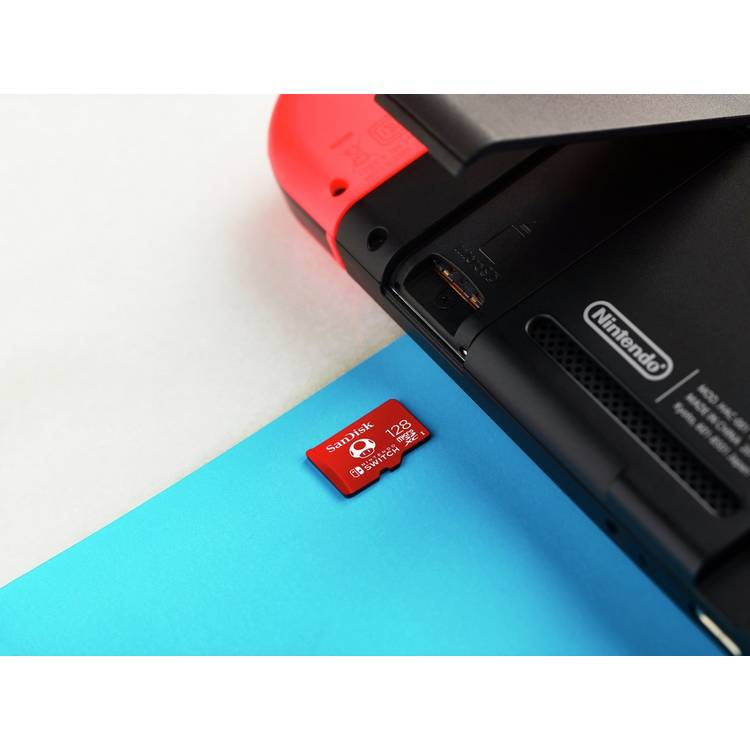SanDisk 128GB microSD card for Nintendo Switch, imported from the UK
