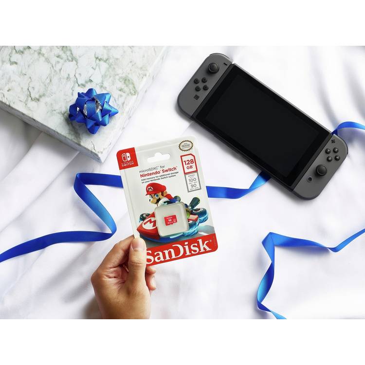 SanDisk 128GB microSD card for Nintendo Switch, imported from the UK