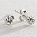 Revere sterling silver round crystal ball stud earrings, imported from the UK