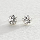 Revere sterling silver round crystal ball stud earrings, imported from the UK