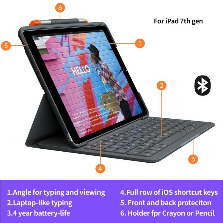 Logitech Slim Folio iPad keyboard case 7th gen - British product