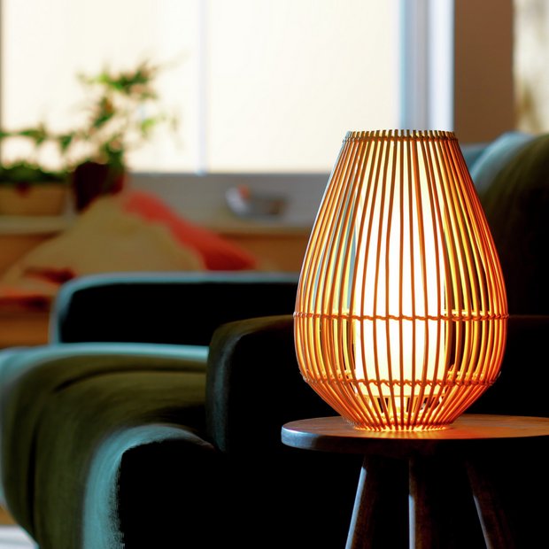 Argos Home natural rattan Sirit table lamp, imported from the UK