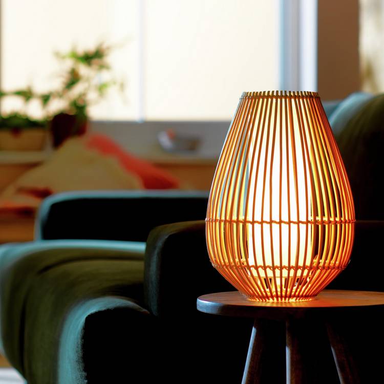 Argos Home natural rattan Sirit table lamp, imported from the UK