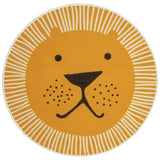 Habitat kids lion face round yellow short pile rug 100cm, UK version