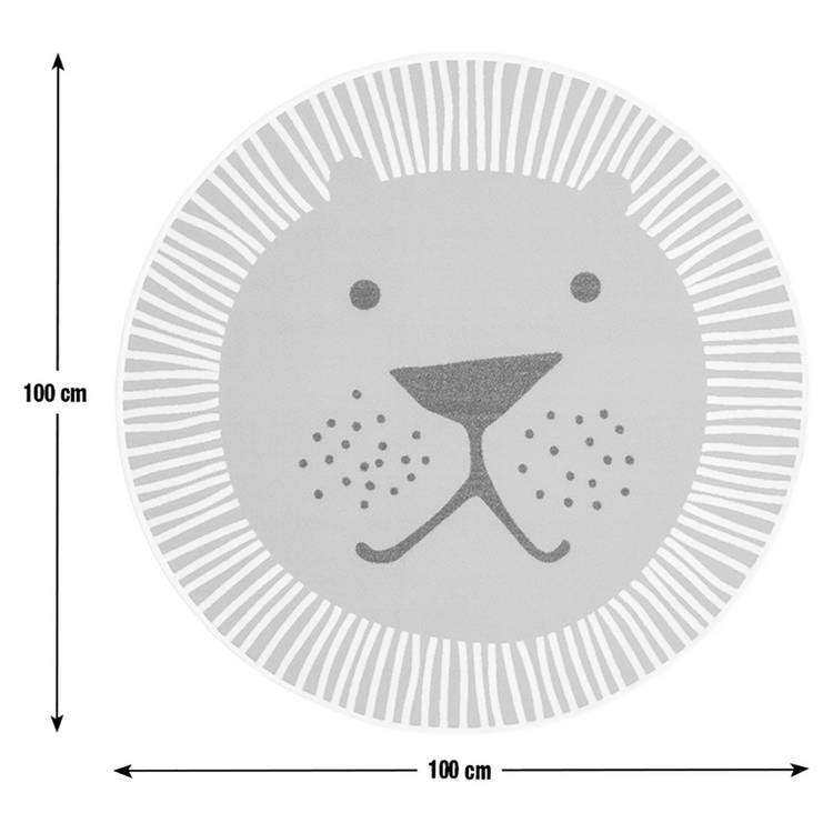 Habitat kids lion face round yellow short pile rug 100cm, UK version