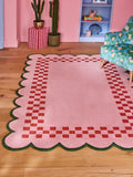 Eleanor Bowmer pink scallop checkerboard wool tufted rug, UK version