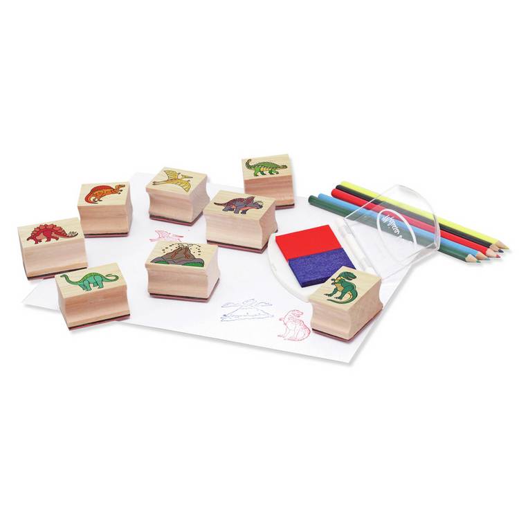 Melissa & Doug dinosaur stamp set with wooden box, British product