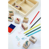 Melissa & Doug dinosaur stamp set with wooden box, British product