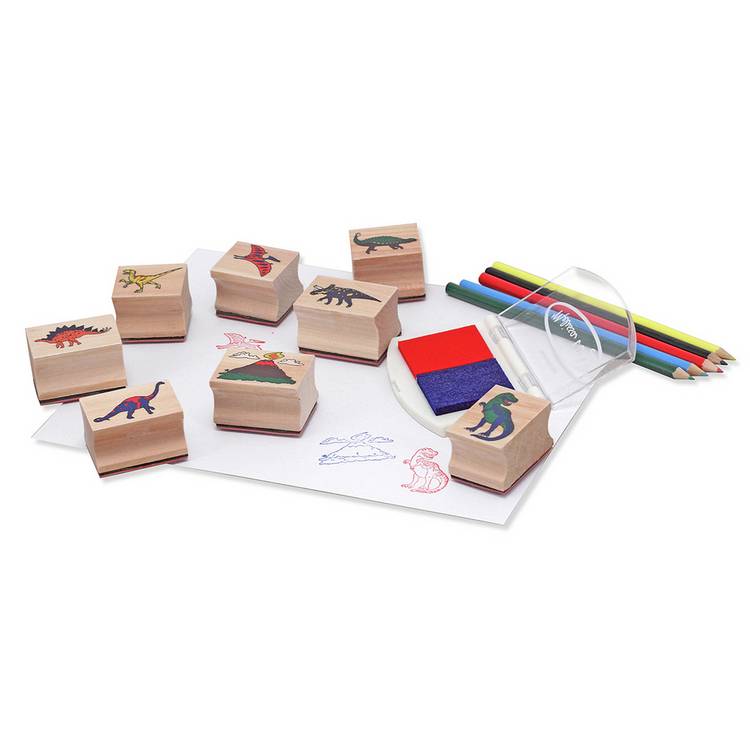 Melissa & Doug dinosaur stamp set with wooden box, British product