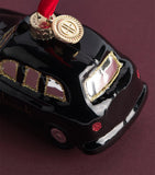 Harrods glitter black cab Christmas tree ornament, UK version