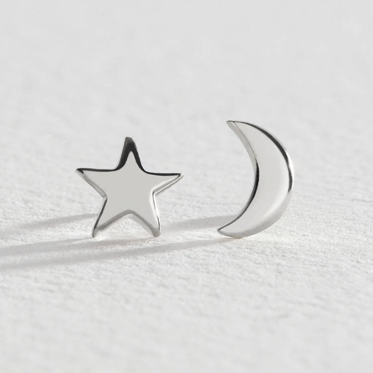 Revere sterling silver moon and star stud earrings, UK version