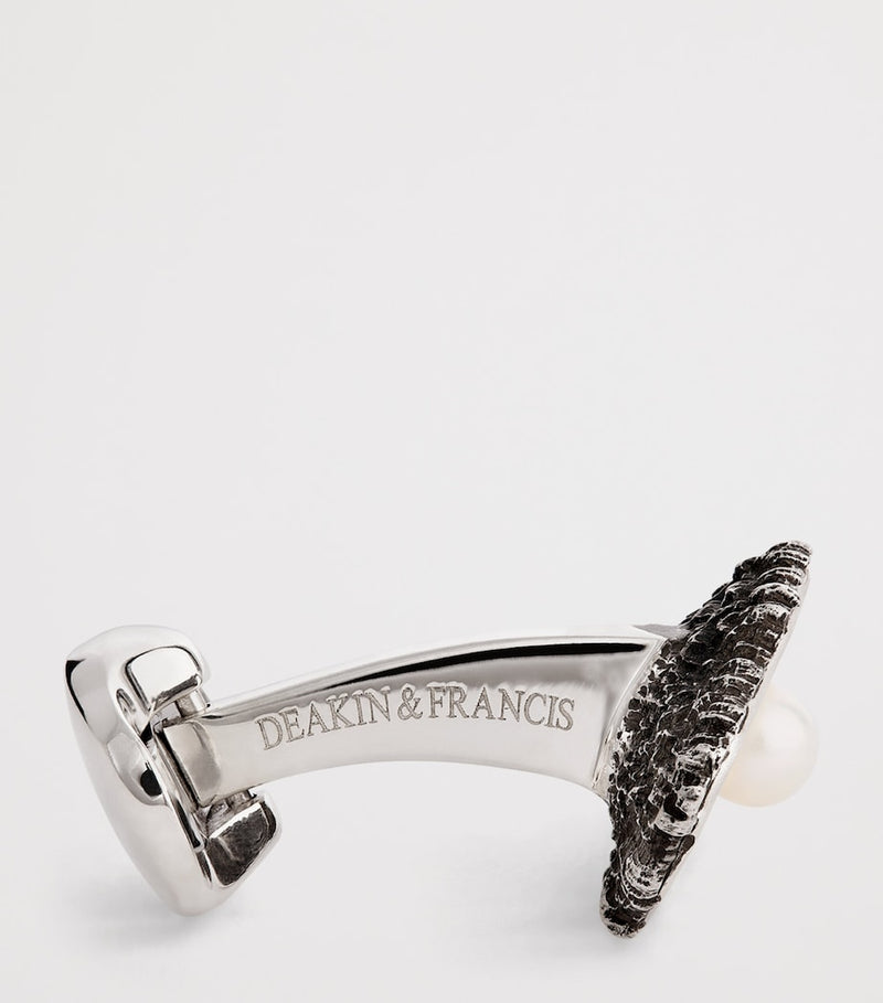Deakin & Francis sterling silver oyster pearl cufflinks - British product