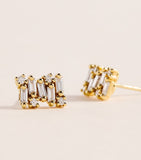 Suzanne Kalan Shimmer stud earrings baguette diamonds yellow gold, UK version
