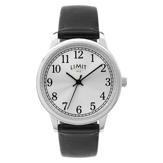 Limit ladies watch with silver dial and black faux leather strap, UK version