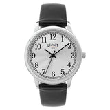 Limit ladies watch with silver dial and black faux leather strap, UK version