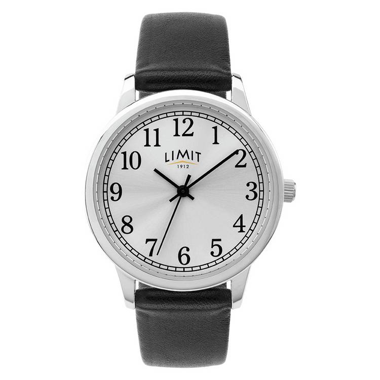 Limit ladies watch with silver dial and black faux leather strap, UK version