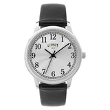 Limit ladies watch with silver dial and black faux leather strap, UK version