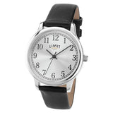 Limit ladies watch with silver dial and black faux leather strap, UK version