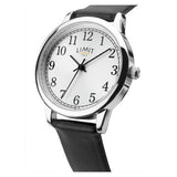 Limit ladies watch with silver dial and black faux leather strap, UK version
