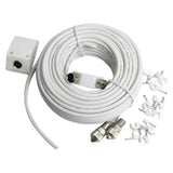White 15m aerial extension kit with surface socket and clips - British product