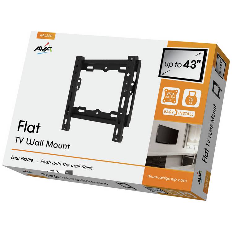 AVF flat wall TV bracket for 43 inch screens - British product