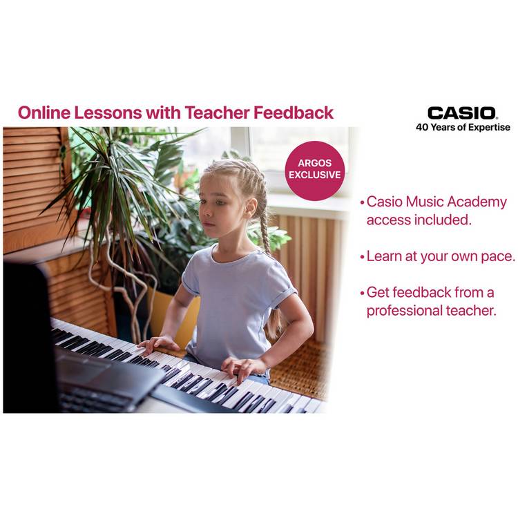 Casio beginners keyboard bundle with online lessons, UK version