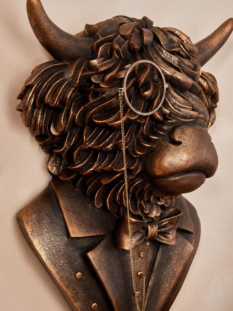 Hamish Highland Cow bronze wall art 33.5x24.5x13cm - British product