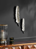 Set of 2 Silver Feather Wall Art